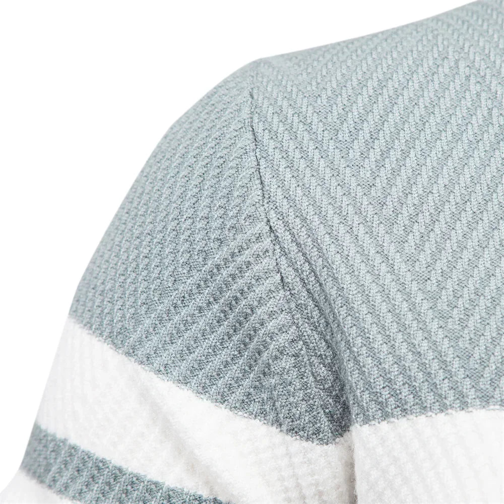 Men's Patchwork Knit O-Neck Pullover Sweater