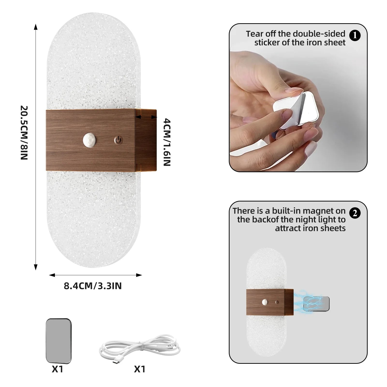 LED Motion Sensor Atmosphere Night Light with Charging Function, Magnetic Suction, No Wiring, Acrylic Decorative Wall Lamp