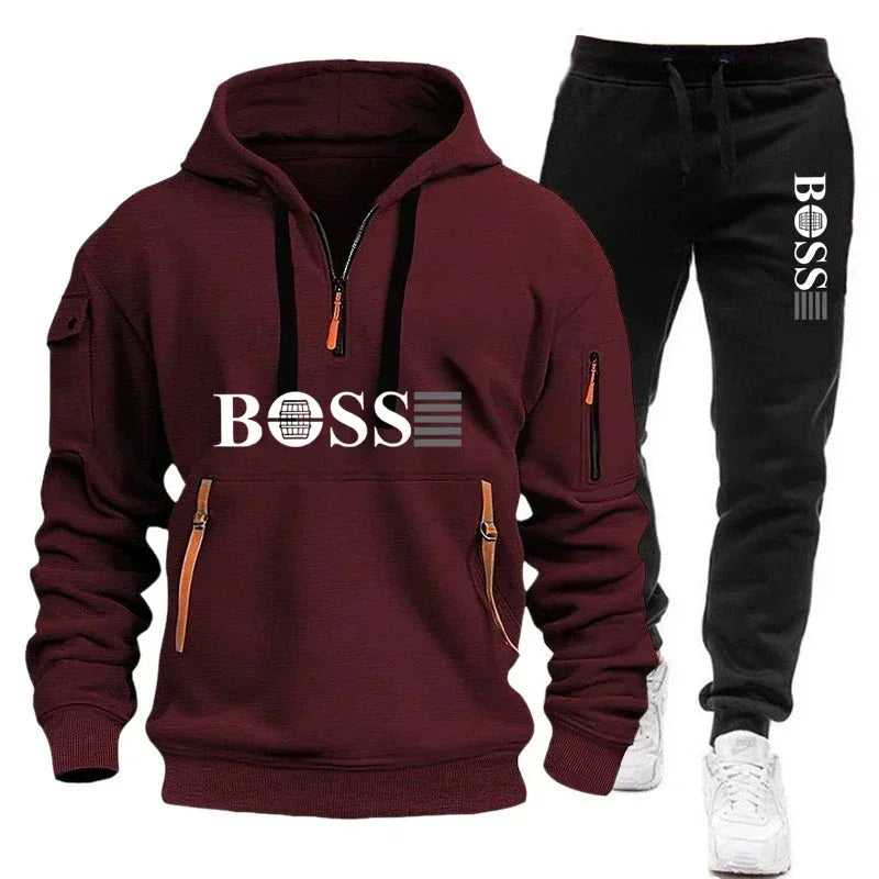 Men's Windproof Pullover Hoodie & Jogger Set