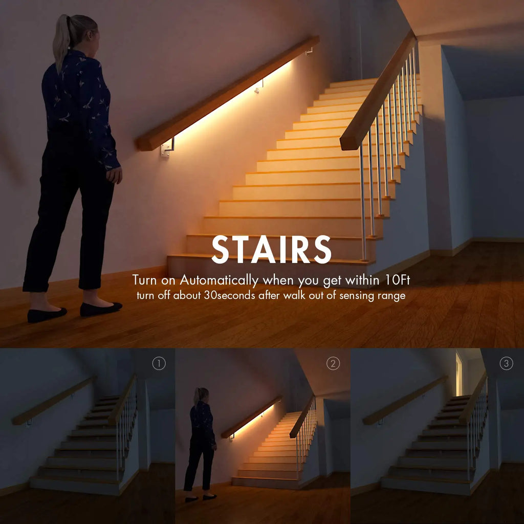 LED Motion Sensor Strip Light 1/3/5M LED Closet Light Battery Powered Wall Light for TV Beds Stair Cabinets Home Decoration