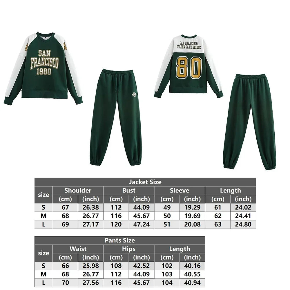 Women's Tracksuit Jersey Sets Sweats Set 2025 Winter Cotton Suits Wide Baggy Pants Sportswear 2 Piece Set Women Outfits