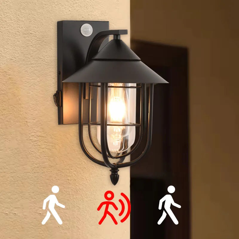 Motion Sensor Outdoor Wall Lamp LED Waterproof with Toggle Button Wall Light Vintage Porch Villa Courtyard Garden Decoration
