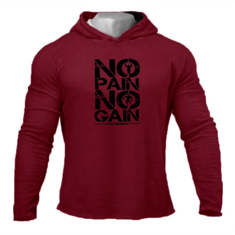 Men's biack Hooded Spring and Autumn Fitness Long Sleeve Hoodies Cotton Gym Clothing Sports Muscle Leisure pure cotton hoodie