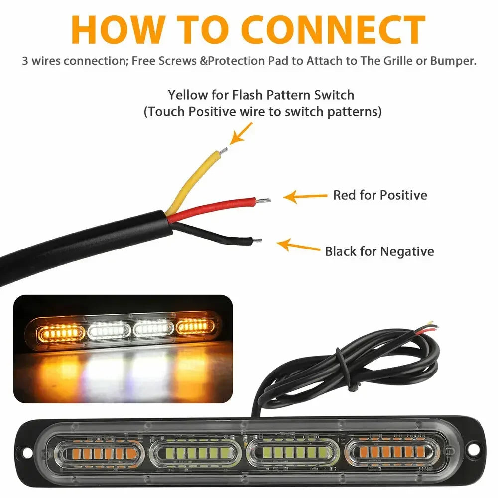 12V 24V Car COB Led Strobe Light Tow Truck Vehicle Car Fireman Police Warning Emergency Flashing Light Emergency Flash COB Led