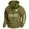 2026 Men's Honda Motorcycle Hoodie with European Sporty Style Zipper Sleeve Pocket Loose Casual Sweater with Shoulders Hoodie