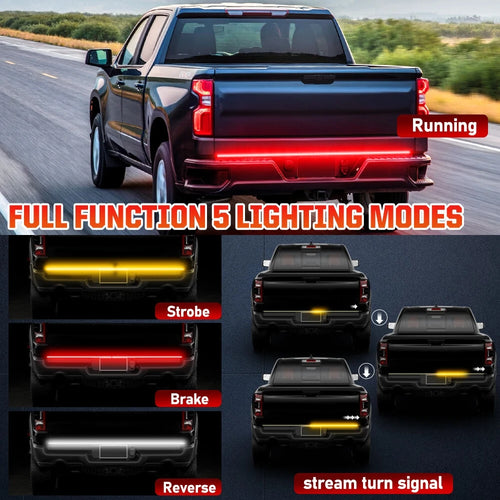 12V 60 Inch Car Brake Turn Signal Light LED Warning Lamp Strip for Pickup Truck Rear Tail Running Reverse Double Flash Light