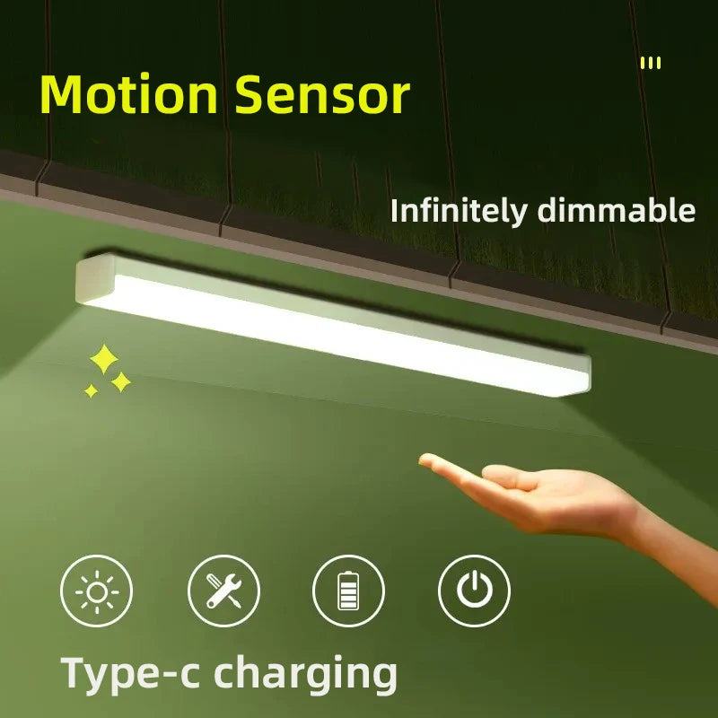 Motion Sensor Lamp Night Light Wireless LED USB Type C Rechargeable Lamp for Kitchen Cabinet Bedroom Wardrobe Staircase Lighting