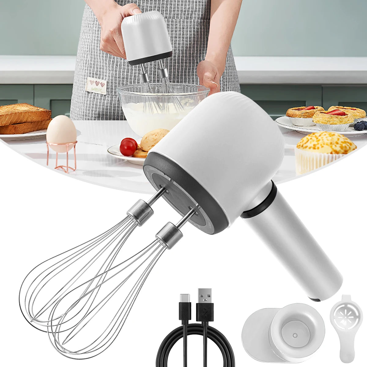 Portable Blender Mixer Kitchen Tools Hand Mixer Electric Food processors set milk frother Egg Beater Cake Baking kneading mixer