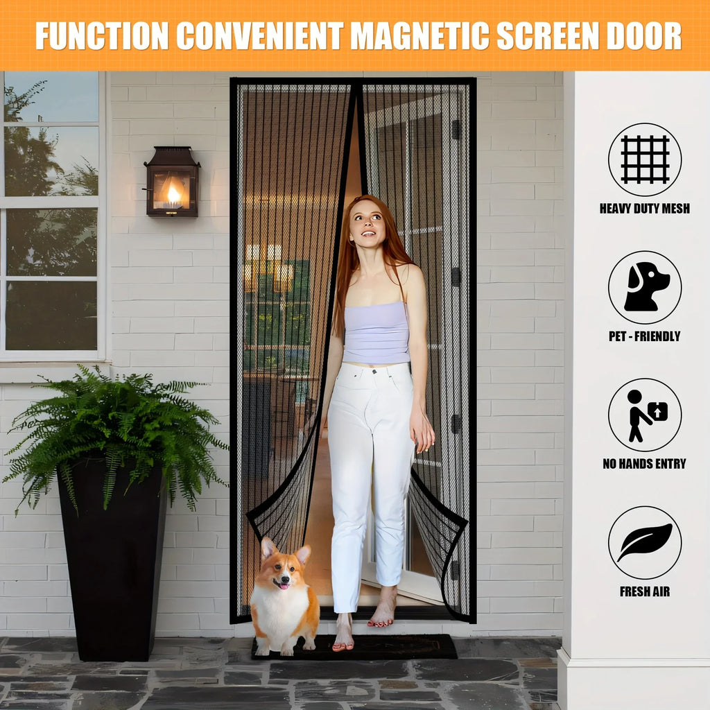 Heavy-Duty Magnetic Screen Door - Self-Sealing, Hands-Free Mesh for Insect Protection, Pet & Youngsters Friendly