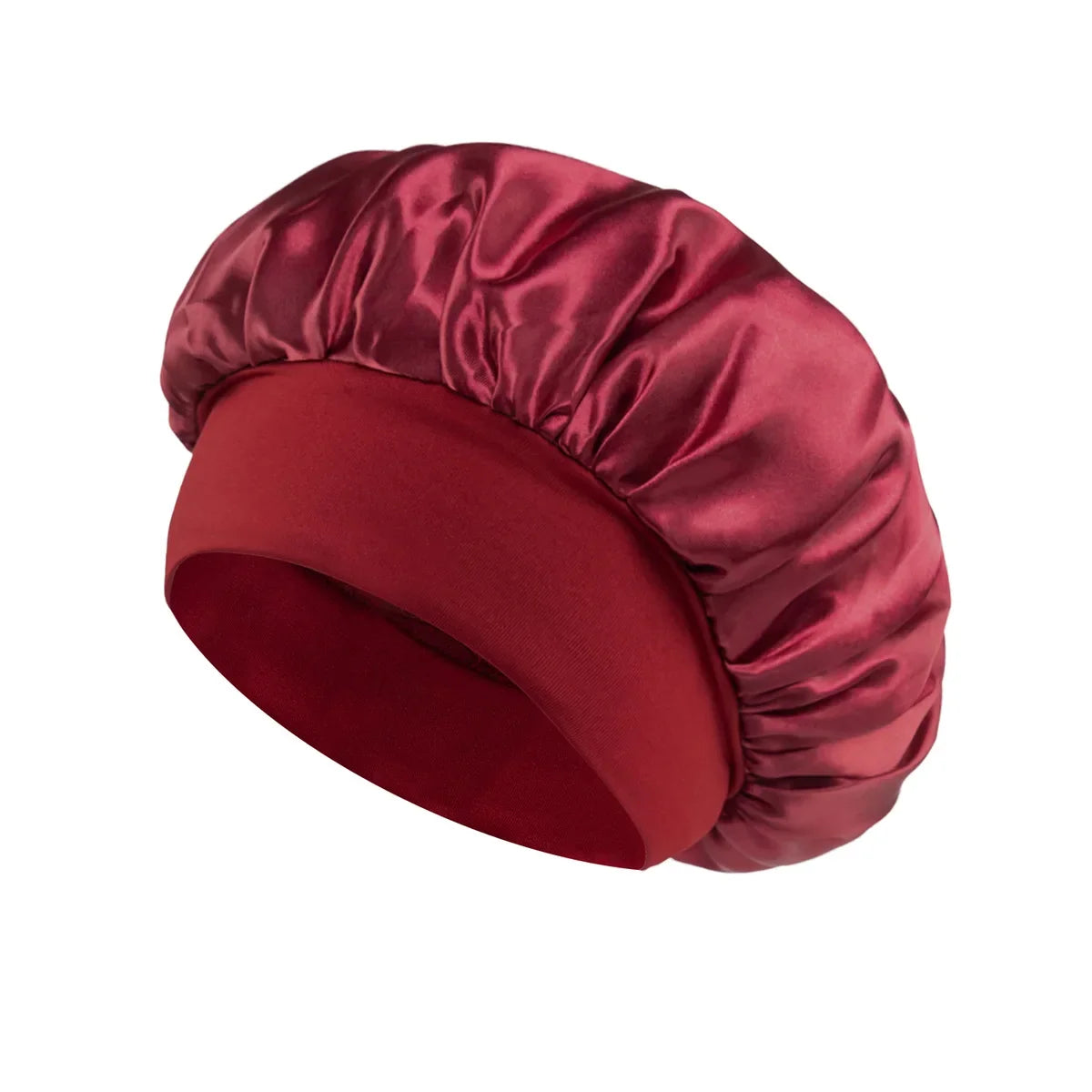 Women's Satin Solid Bonnet Wide Brim Elastic Band - Unisex Night Sleeping Bathing Hair Care Cap for Hair Protection