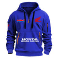 Honda Men's Racing Cap Hoodie for Outdoor Leisure Sports - Spring/Summer Season - Multi-Pockets - Half-Zip Hooded Sweatshirt