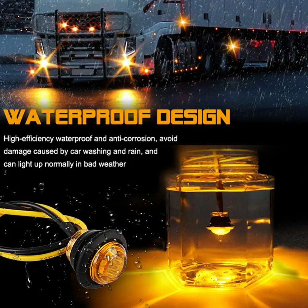 10pcs 24V 3 / 4 Inch Led Truck Side Marker Light Round Turn Light for Truck RV Car Bus Trailer Caravan Boat