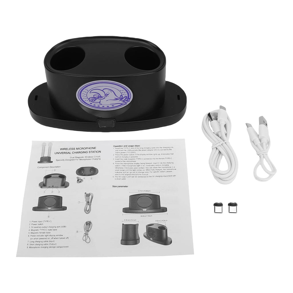 Wireless Magnetic Microphone Charging Station 2  for  Mics Portable Desktop Charging Stand Smart Energy Saving
