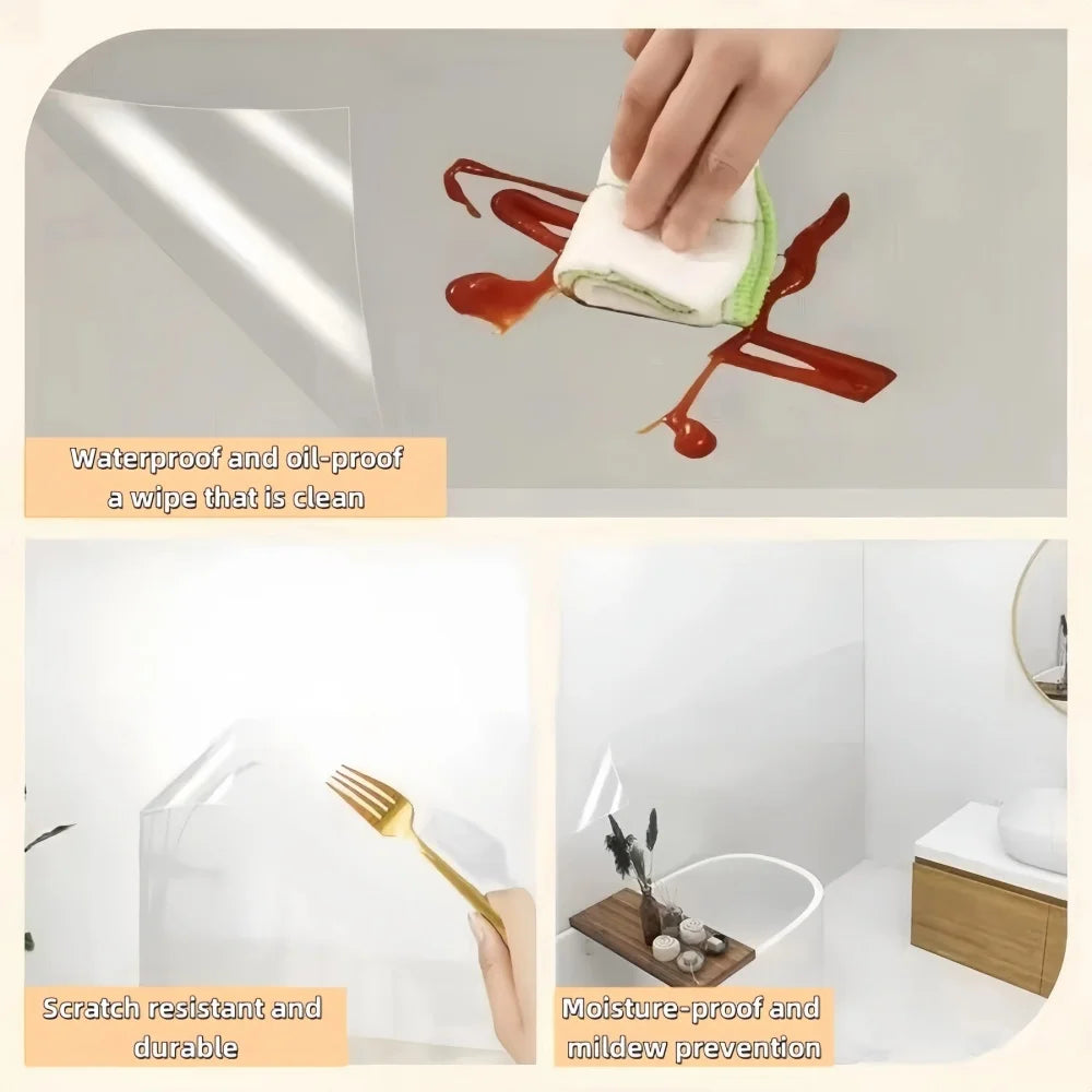 3M/5M/10M Kitchen Wall Wallpaper Transparent Electrostatic Protective Film Oil Proof Wall Sticker Waterproof Paper Home Decor