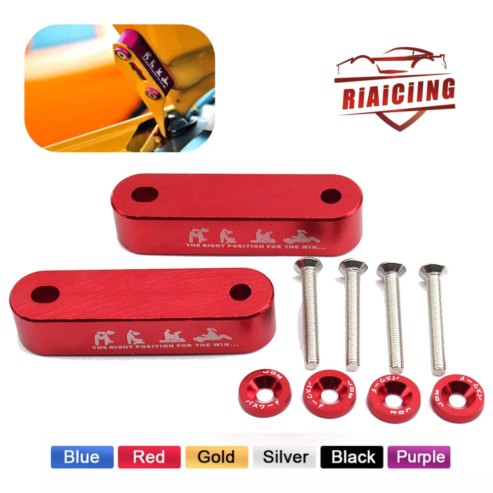 JDM Car Billet Aluminum Racing Hood Vent Spacer Risers 4pcs Fender Washer For Honda Civic 92-95 EG / 96-00 EK For Acura Integra