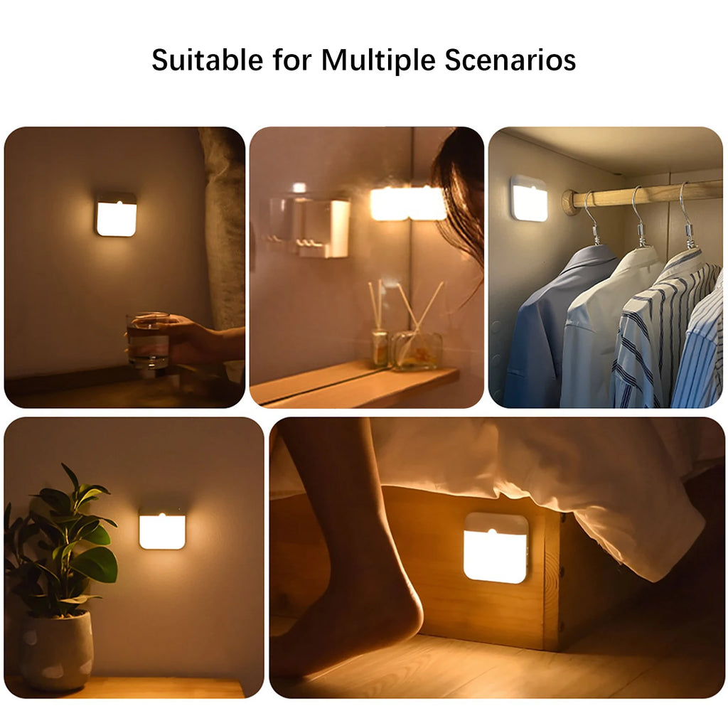 LED Night Light, Human Motion Sensor Lamp USB C Rechargeable Closet Light, Wireless LED Wall Lamp For Stairs Closet Kitchen Bed