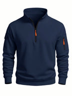 Men's High-Neck Half-Zip Windproof Sweatshirt