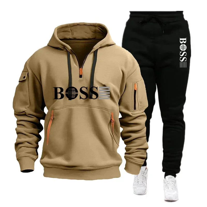 Men's Windproof Pullover Hoodie & Jogger Set