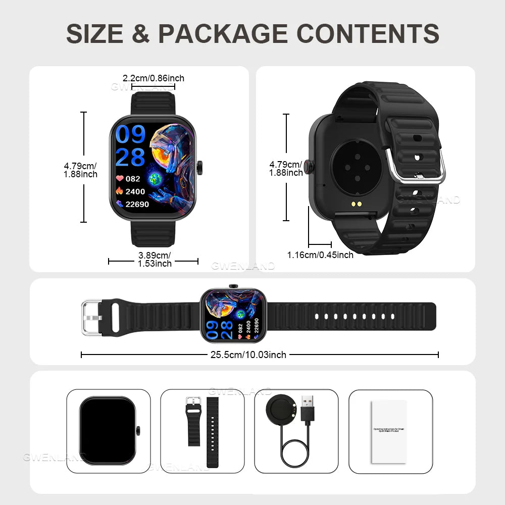 New Smart Watch for Men Women - 2.01" HD Full Touch Screen, wireless Call, Health monitoring & Sleep Monitor, Fitness Tracker,