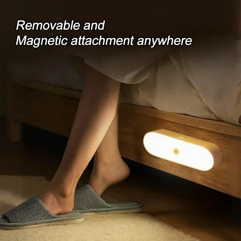 LED Motion Sensor Lamp Night Lights Wireless USB Rechargeable Magnetic For Wardrobe Room Closet Kitchen Aisle Tube Detector Bulb