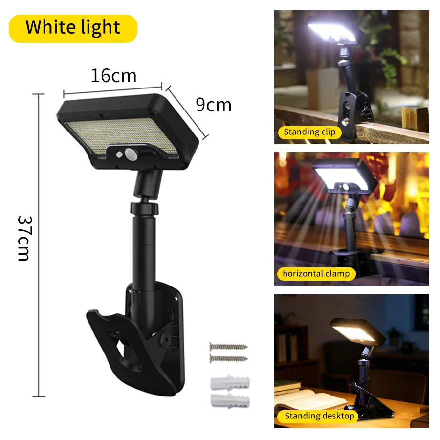 LED Motion Sensor Solar Light Outdoor Waterproof 3 Modes Clip-on Street Light Wall Solar Lamp for Garden Yard Camping Tent Patio