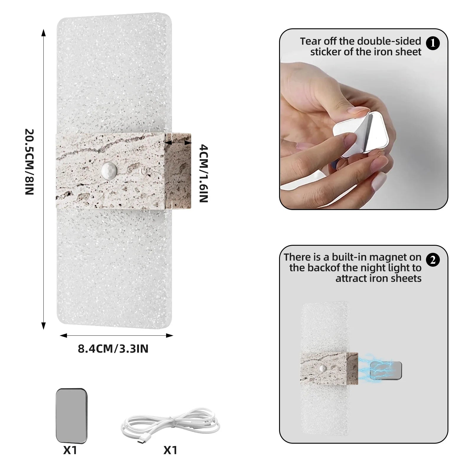 LED Motion Sensor Atmosphere Night Light with Charging Function, Magnetic Suction, No Wiring, Acrylic Decorative Wall Lamp