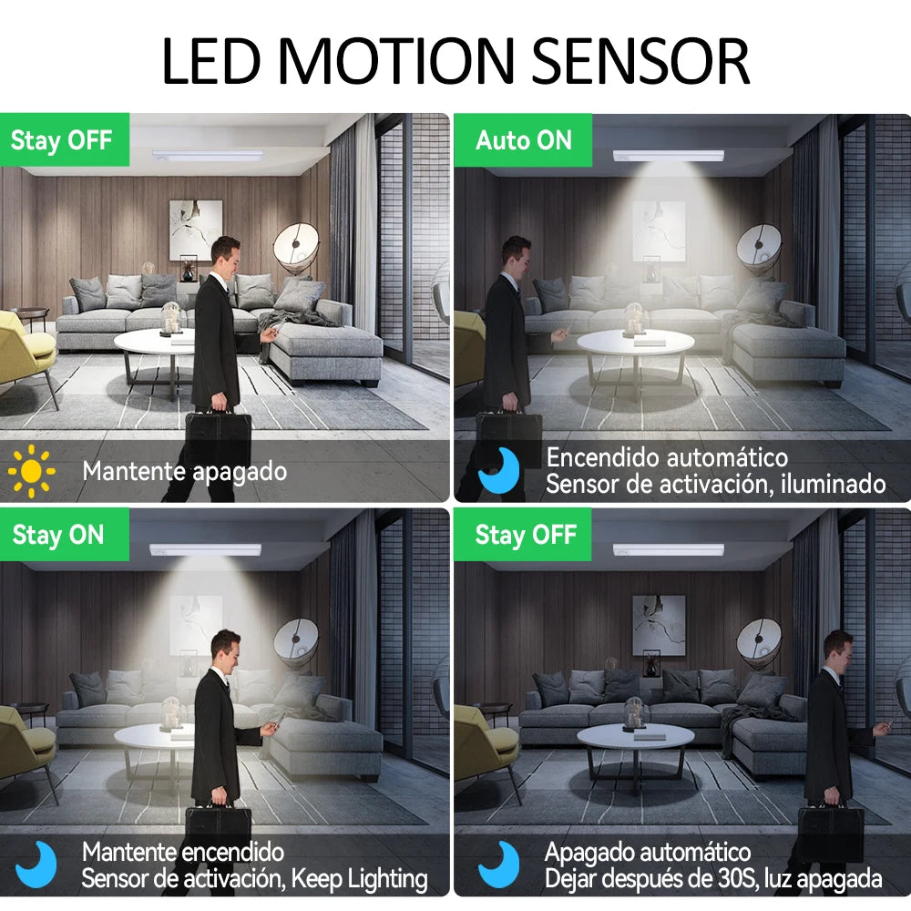 LED Lights Motion Sensor Cabinet Lights Dimmable Touch LED Night Light Rechargeable Tube Light 3 Colors Night Lamp For Kids Gift