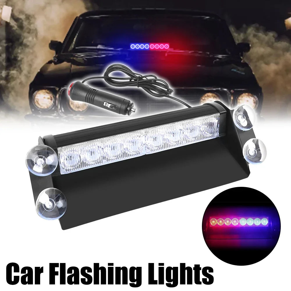 12V Day Running Flash Led Police Lights Car Truck Emergency Flasher Dash Strobe Warning Light 3 Flashing Modes LEDs Car Light