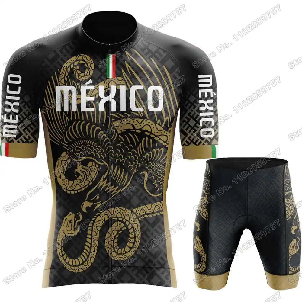 2026 Mexico Cycling Jersey Set The United Mexican States Cycling Clothing Mexican national emblem Eagle and Snake Road Bike Suit