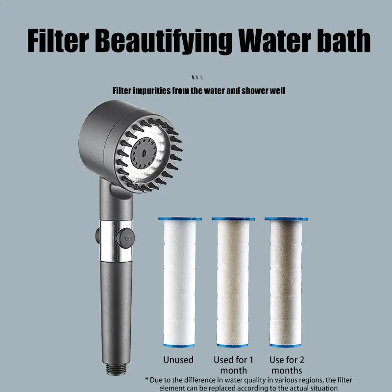 Shower Head Shower Filter with Four Modes Bathroom Accessories Head Massage Shower Accessories Shower Knobs Home Furnishings