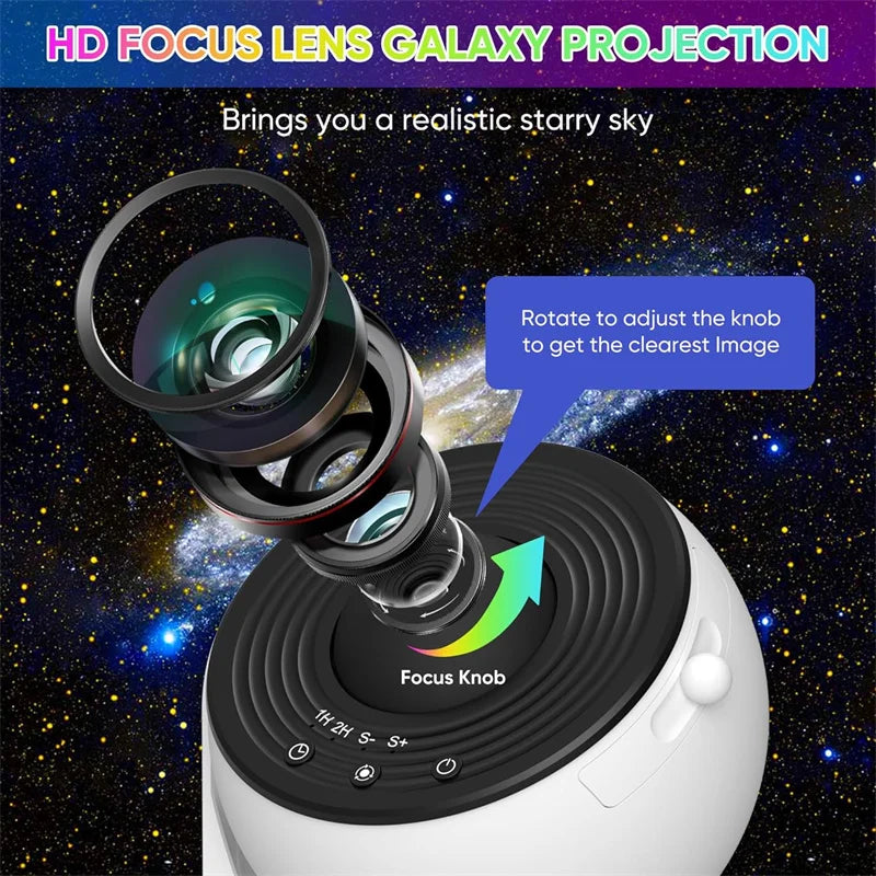 LED Galaxy Projector Night Light — 360° Rotating Planetarium Lamp