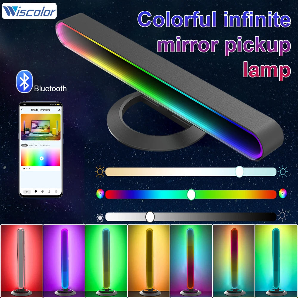 RGBIC Music Rhythm Pickup Lights Bar USB Tuya App Control Desktop Colorful Mirror Strip Light Ambient Night Lamp For Gaming Room