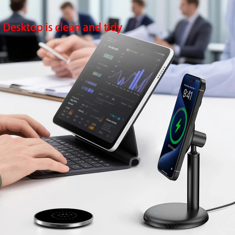 15W Magnetic Wireless Charger Phone Stand for iPhone 17 16 15 14 13 Pro Max Desktop Base Compatible Quick Charging Dock
