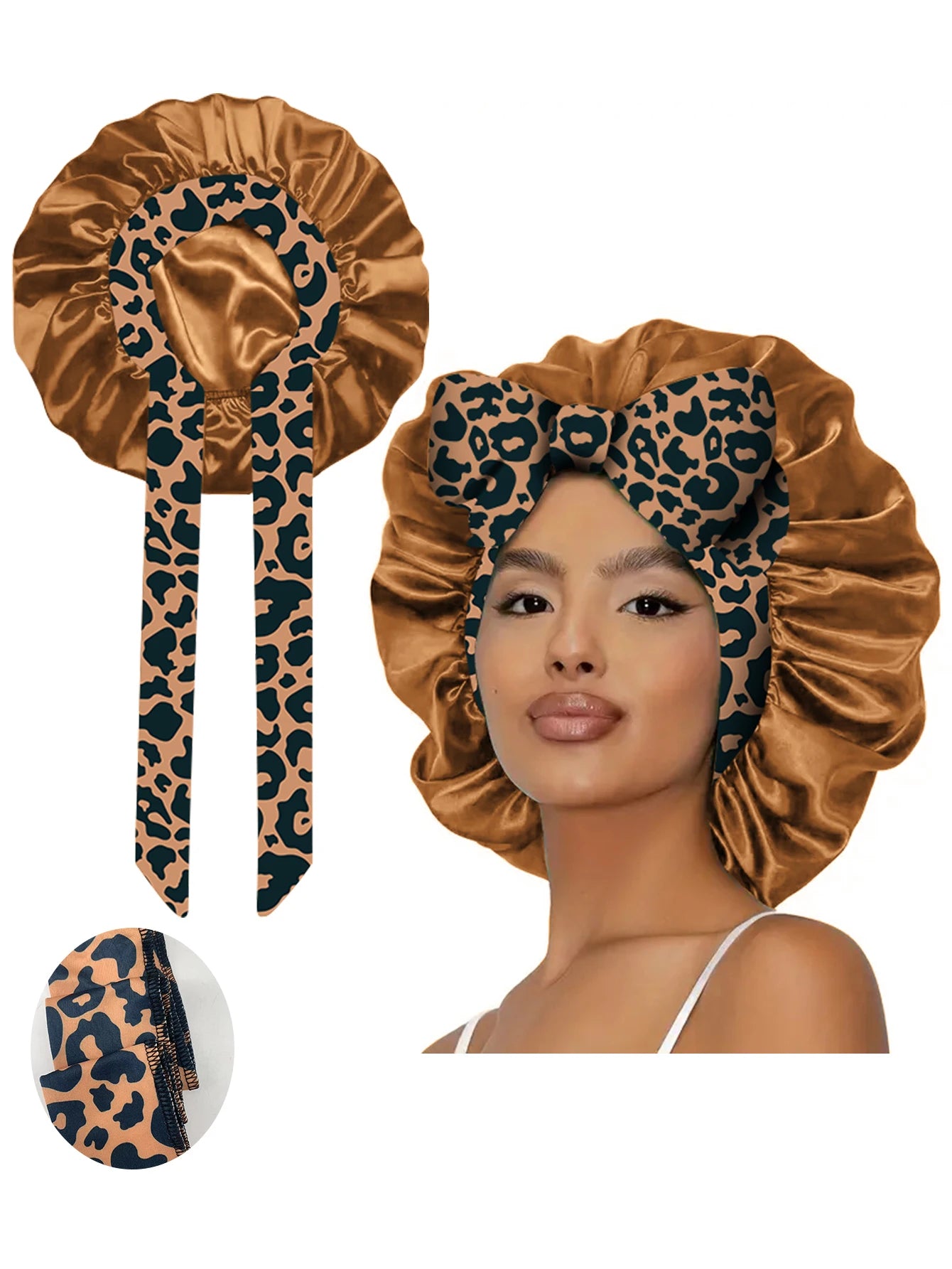 1pc  Satin bonnet with tie for women  Soft Silky Hair Care for Night Use Single Piece Stylish Hair Accessory