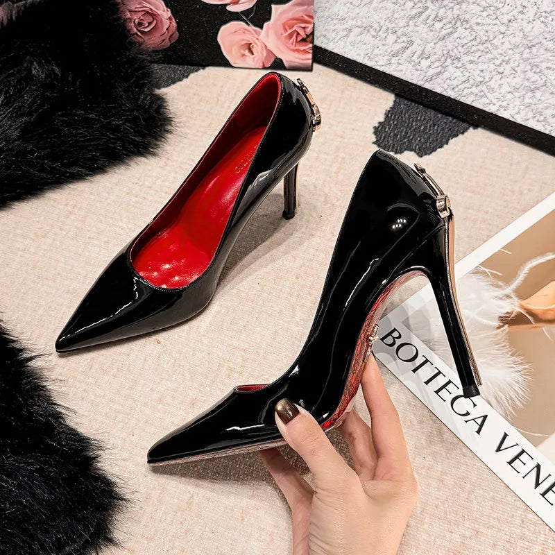 2026 New Women's Shoes Luxury Metal Decoration Pointed Tip High Heels for Woman French Casual Shoes Designer Shoes Zapatos Mujer