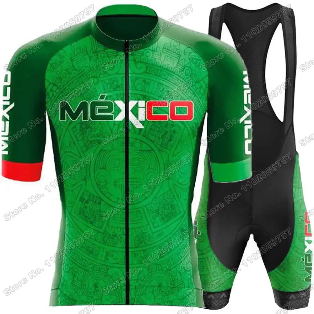 2026 Mexico Cycling Jersey Set The United Mexican States Cycling Clothing Mexican national emblem Eagle and Snake Road Bike Suit