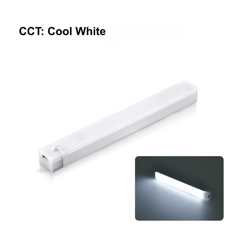 LED Motion Sensor Strip Light Wireless Sensor Night Light USB Rechargeable Detector Light Wall Lamp Kitchen Cabinet and Storage