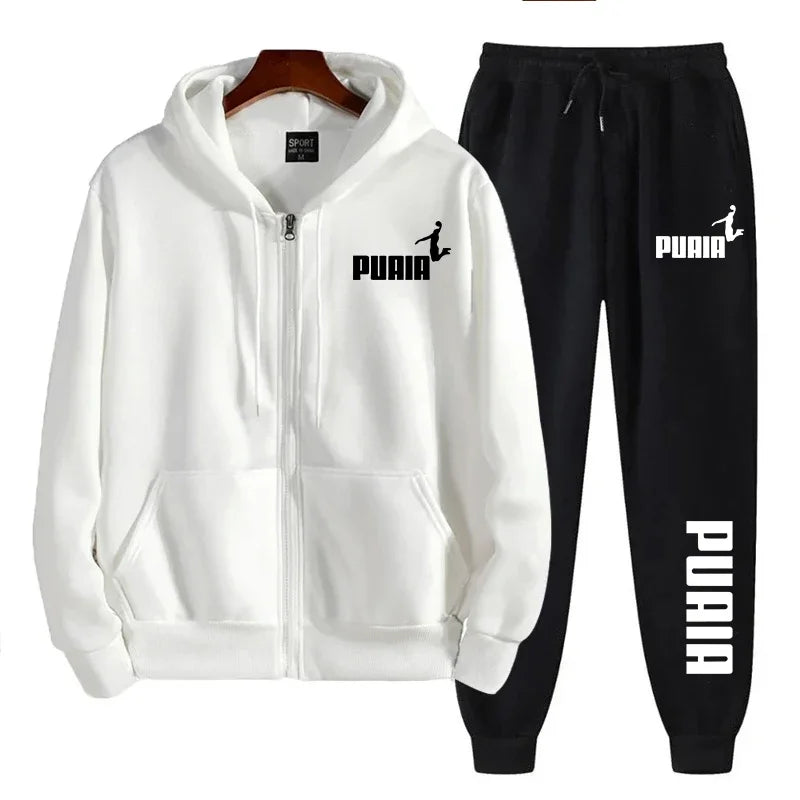 New in Women Tracksuit Trend Printing Hooded Sweatshirts Pants 2Pcs Set Casual Zipper Overcoat Suit Daily Clothing Autumn Winter