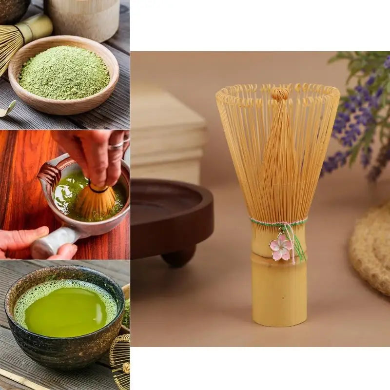 Kitchen Accessories Tea Tool With Cherry Blossom PendantJapanese Ceremony Bamboo Chasen Matcha Green Tea Powder Whisk Tea Brush