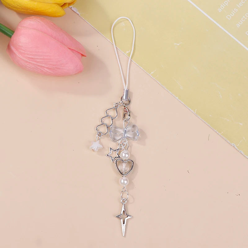 Creative Beaded Delicate Cell Phone Pendant Hanging Chain Sweet Y2K Phone Case Headset Backpack Accessories Gift