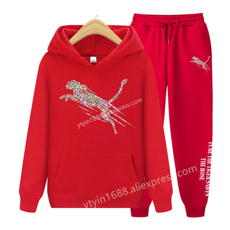 Womens TrackSuit  Aesthetic Sweatshirts Sweatpants Two-piece suit 2025 New Fleece Oversize Designer Streetwear Women Hoodie Sets
