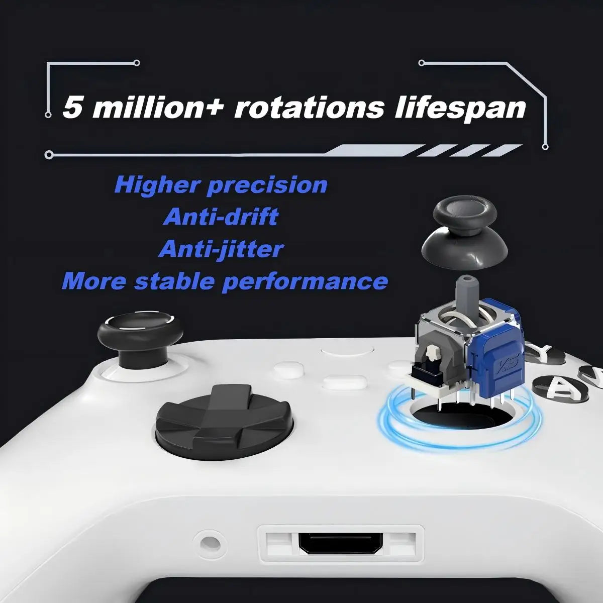 For PS5 PS4 XBOX Series Controller 3D Analog Thumbstick K-Silver JS13 PRO+ TMR Joystick No-Drift Gamepad Replacement Accessories