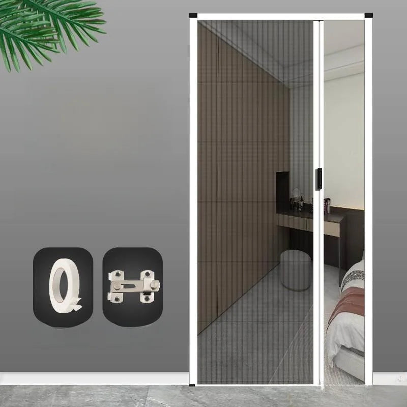 Invisible Mosquito-Proof Aluminum Alloy Sliding Door Curtain Home Entrance Screen Door Retractable Window Mesh Curtain