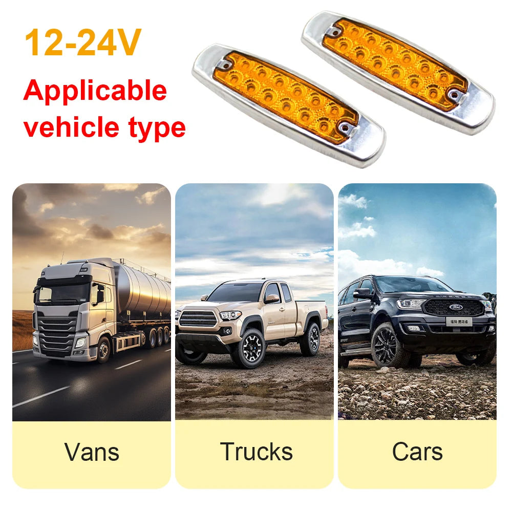 12/24V Auto Trucks Side Marker Light Front/Rear Trailer Turn Signal Light Indicator Light Rear Lights Car Yellow Led Lamp