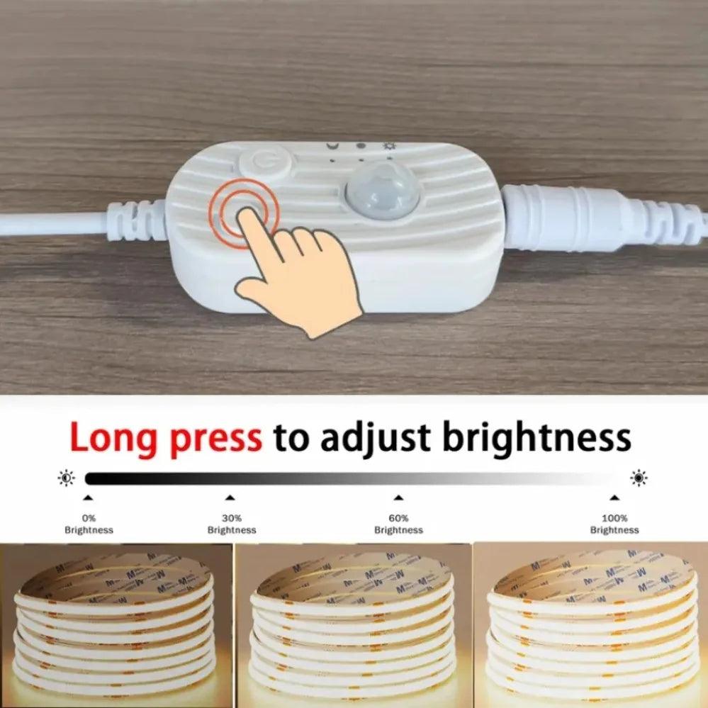 Motion Sensor Led COB Light Strip DC 5V Usb Powered Auto ON/OFF Liner Lighting Diode for Cabinet Wardrobe Kitchen Staircase