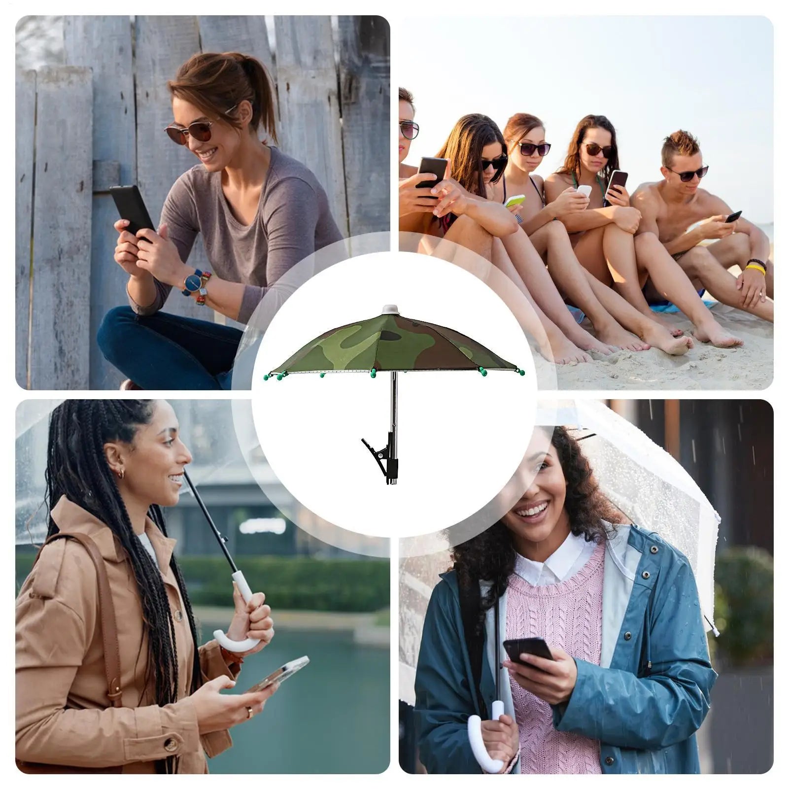 Cell Phone Umbrella Holder with Clip for Sun Shade Cell Phone Umbrella Sun Protection Phone Clip Blocking Cellphone Accessories