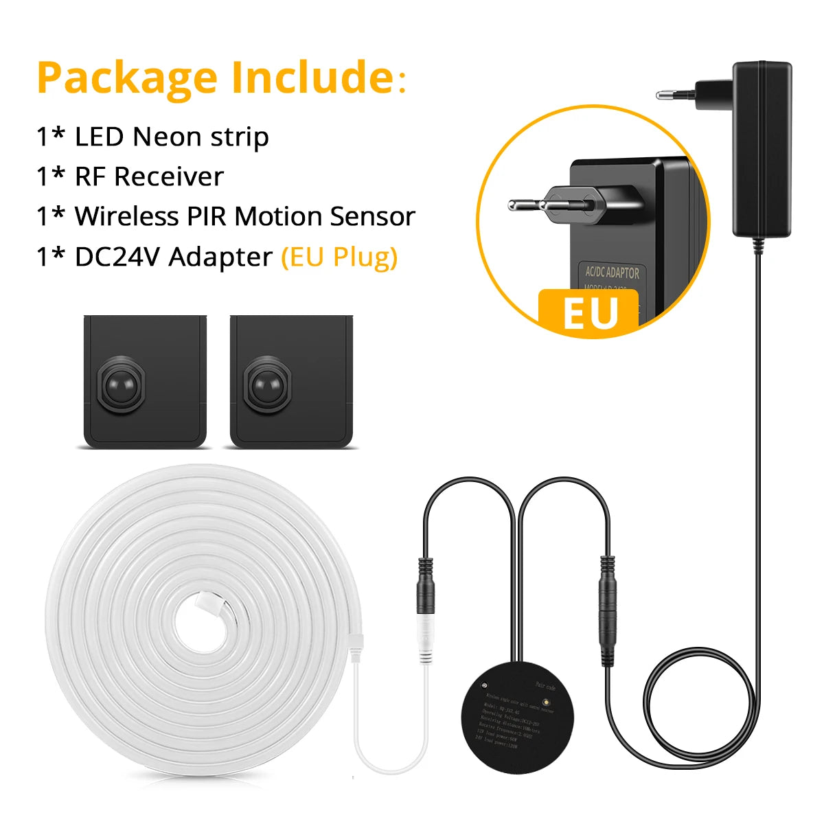 Motion Touch Sensor Neon LED Lights Wireless ON/OFF Smart Switch LED Strip Night Light AC110v 220v to dc 24V LED Stair Lights