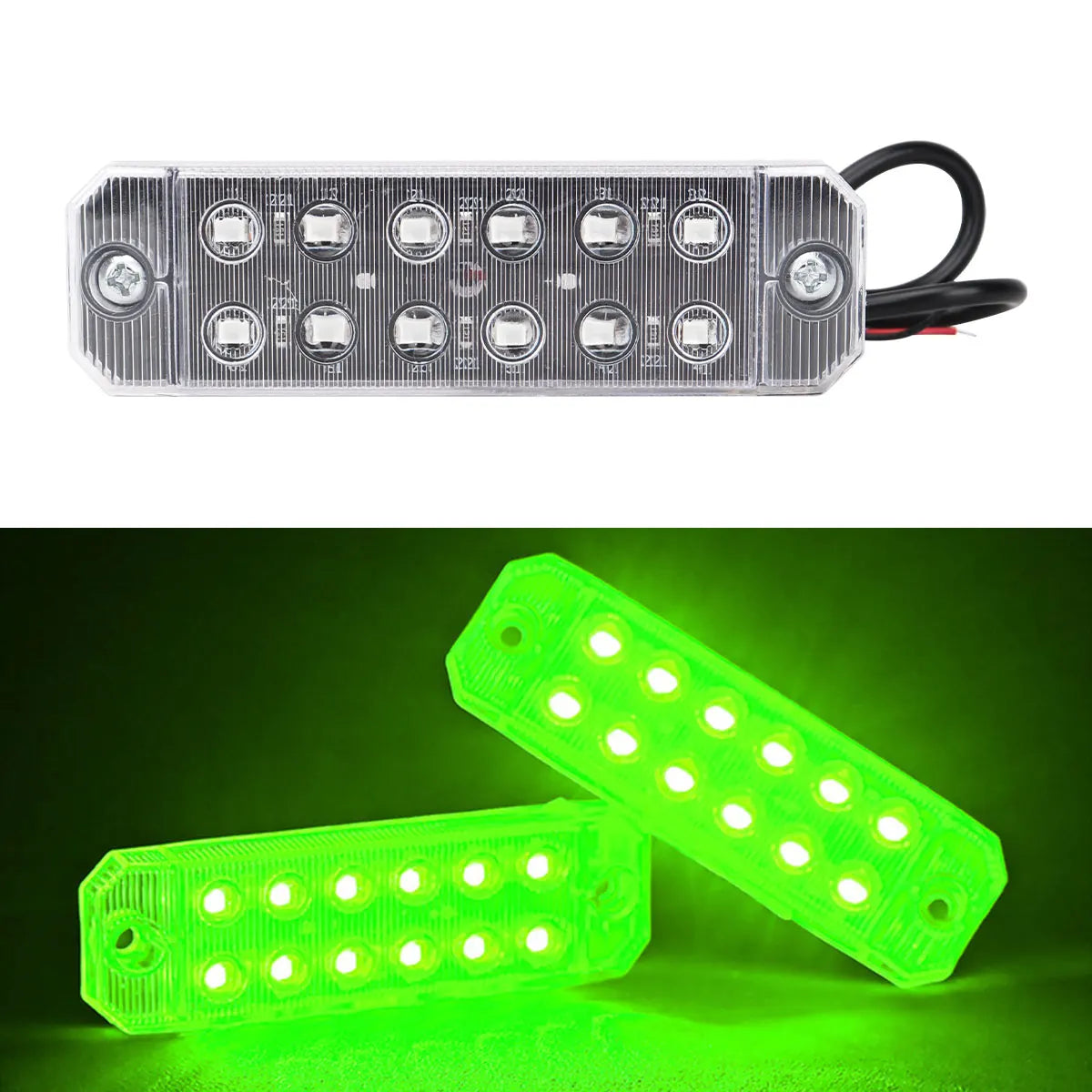 4PCS 12V 24V Truck LED Side Marker Light 12 SMD Car Emergency Strobe Warning Light Indicator Signal Light Rear Taillight