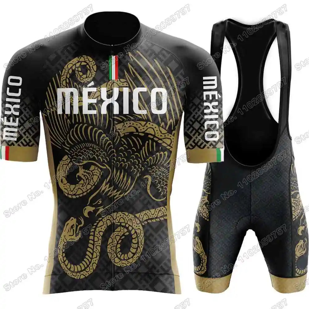 2026 Mexico Cycling Jersey Set The United Mexican States Cycling Clothing Mexican national emblem Eagle and Snake Road Bike Suit