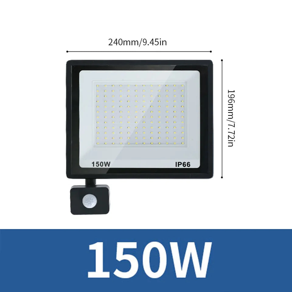 LED Flood Light PIR Motion Sensor 10W 20W 30W 50W 100W 150W 200W 300W AC220V IP66 Waterproof Spotlight Street Floodlight Outdoor